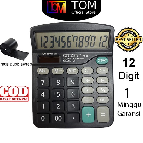 

KODE X85E Kalkulator Citizen M28 12 Digit Calculator Check Dual Two Power