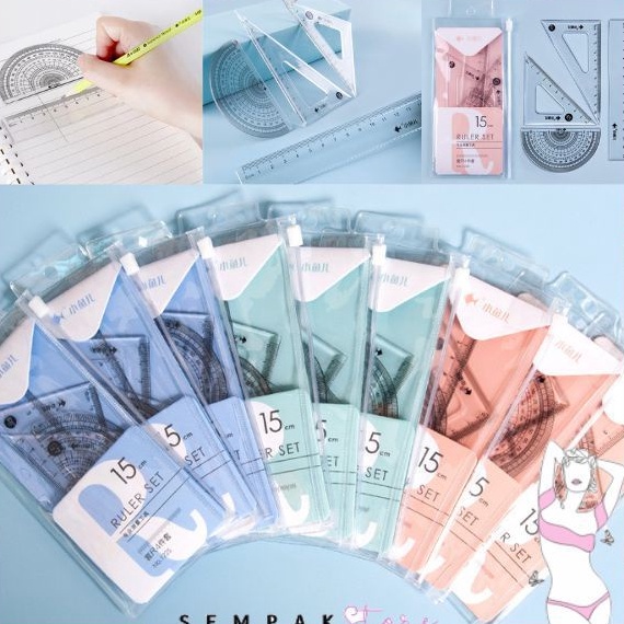 

KODE G7E SS Penggaris Set 4IN1 15Cm Penggaris Bening Sekolah Isi 4Pcs Lucu Ruller Set Transparant Perlengkapan Sekolah Menggambar Pelajar Mahasiswa Motif Polos Kemasan Ziplock