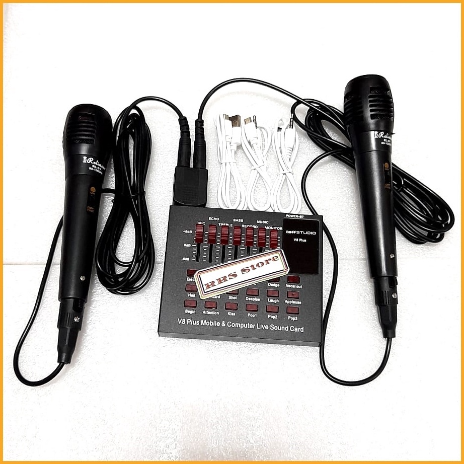 TaffSTUDIO Bluetooth USB External Soundcard Live Mic Headset  V8 Plus ALAT KAROKE RECODING MURAH SON