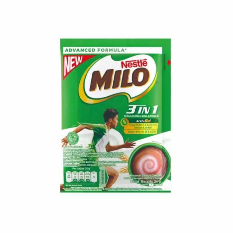 

milo 3 in 1 per sachet dan per 5 pcs