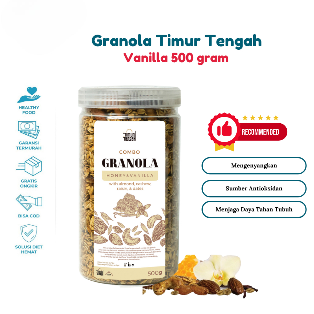 

Granola Timur Tengah rasa Madu & Vanilla kemasan 500gr