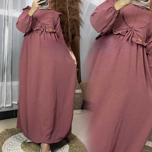 NABILA DRESS GAMIS ROMPI BAHAN CRINKLE AIRFLOW PREMIUM SIZE S-M-L-XL-JUMBO