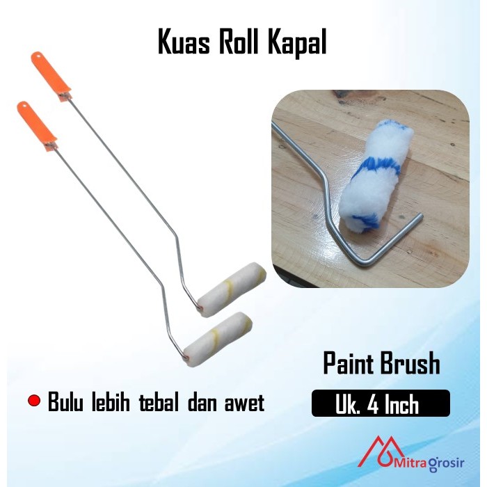 

Kuas Rol Kapal Cat Kecil Gagang Panjang / Kuas Roll Kapal Kecil 60 Cm 4 Inch