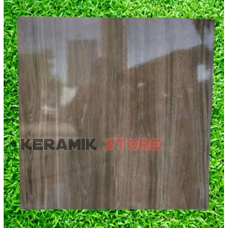 KERAMIK LANTAI 60X60 MOTIF KAYU GLOSSY CUTTING COKLAT - PLATINUM