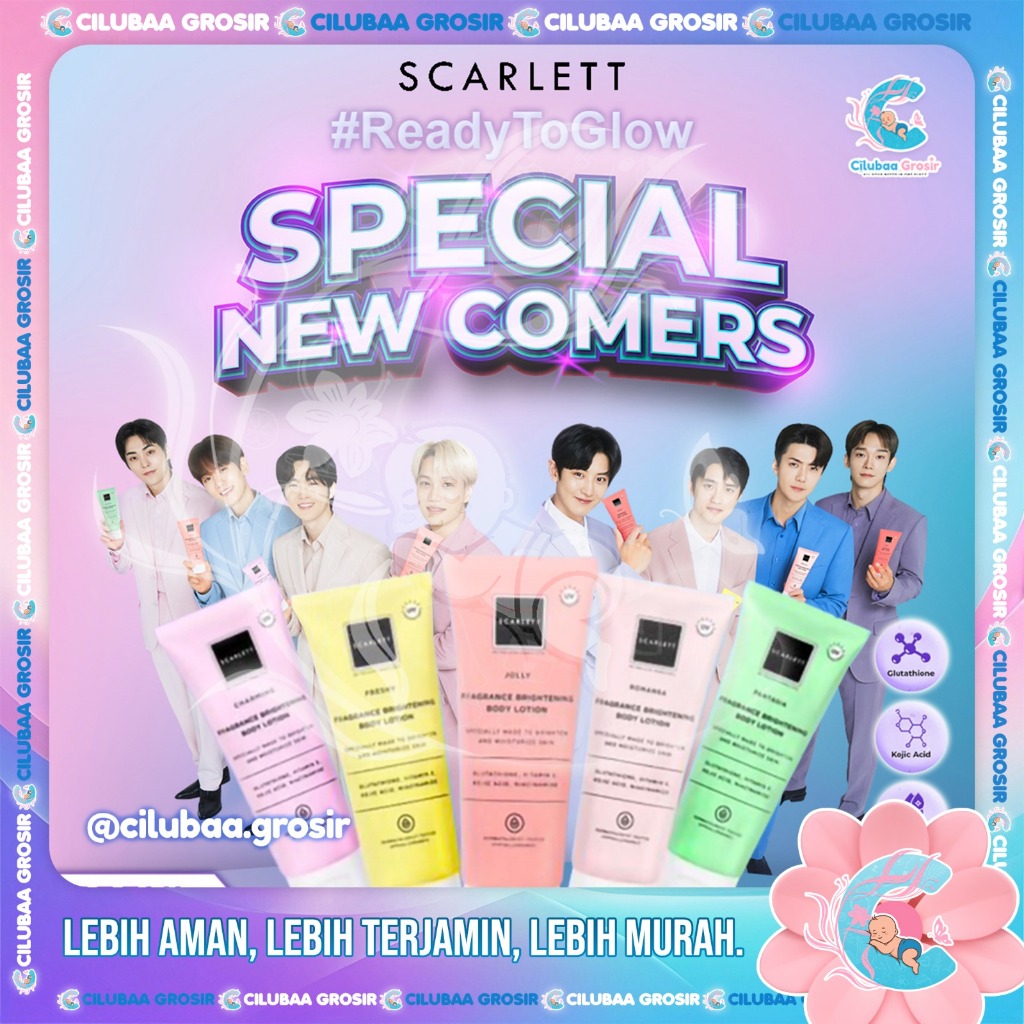 SCARLETT Whitening Body Lotion Tube Series 180mL || Jolly || Charming || Freshy || Romansa || Happy