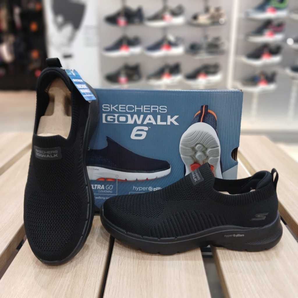 Sepatu Sneakers - SKECHERS Go Walk 6 - Black [216205/BBK] - Original