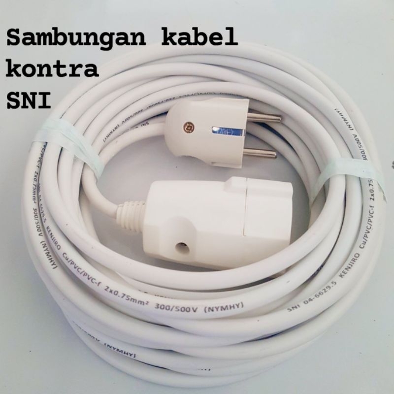 Colokan Kabel Sambungan 10meter full BROCO / LOYAL  + Steker Bulat SNI + Kabel serabut SNI