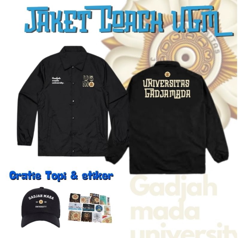 Jaket UGM Coach Krem & Hitam Universitas Gadjah Mada GRATIS MERCHANDISE