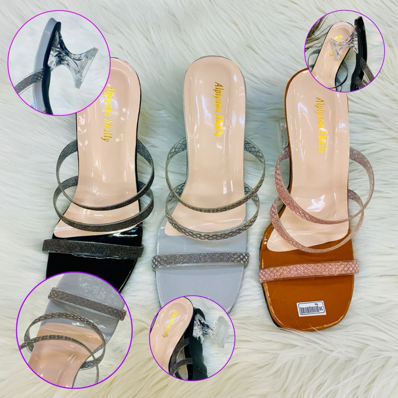 ALPIYANO SHALLY / SANDAL WANITA HEELS HAK KACA 5 CM SANDAL KEKINIAN WANITA