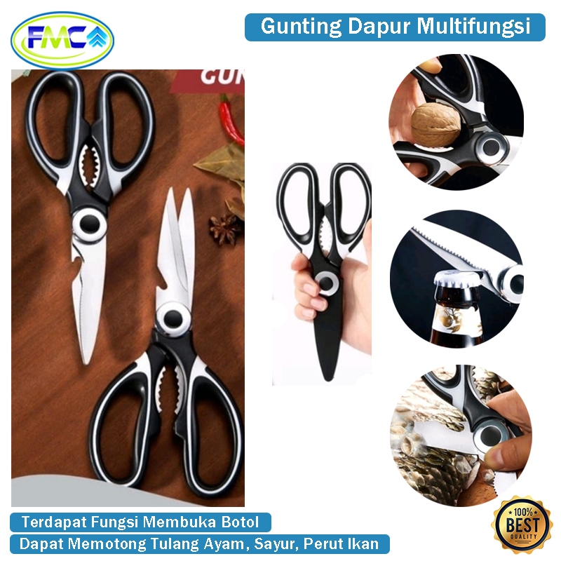 Gunting Dapur Serbaguna Stainless Tahan Karat Set Tutup Alat Potong Daging Sayur Ayam Ikan Tajam Gun