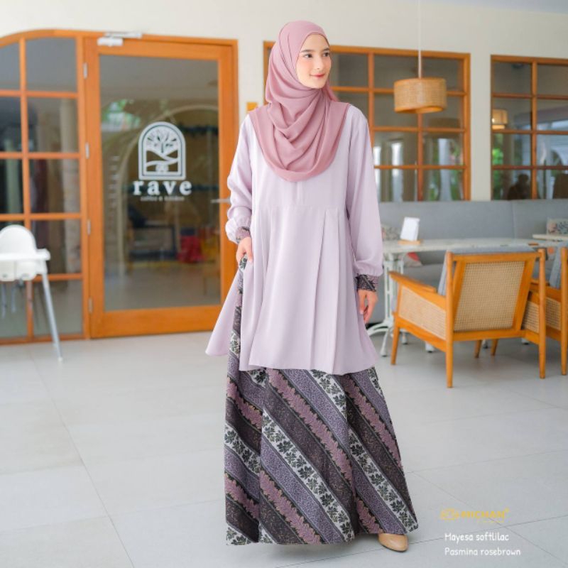 Mayesa Dress Michan/ gamis batik dress batik atasan polos bawahan batik gamis viral gamis kekinian f