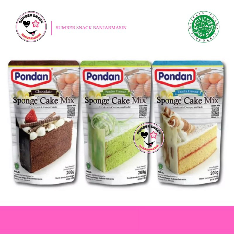 

Pondan Sponge Cake Mix Pouch (200g) (3 Varian Rasa)