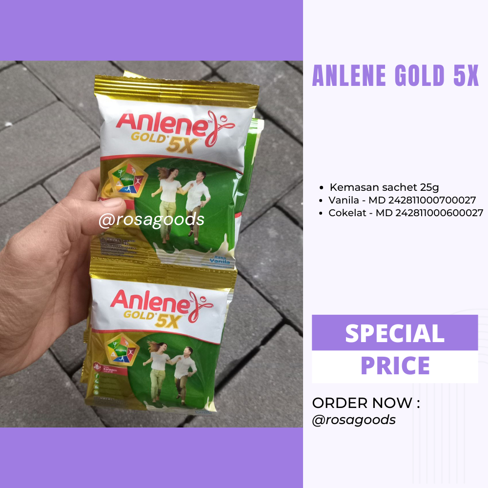 

Susu Anlene Gold 5X Sachet Rasa Vanila dan Coklat Kemasan 25g