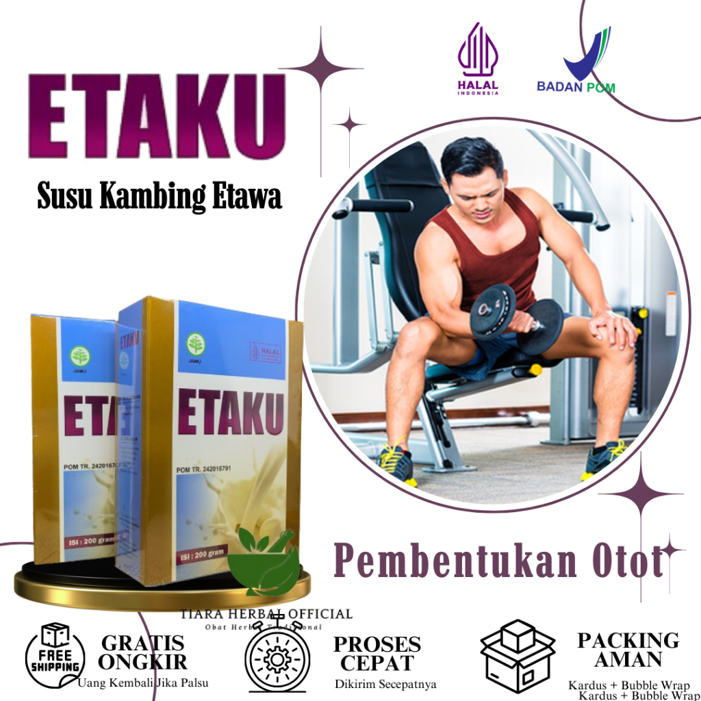 

Etaku Goat Milk - Susu Pembentuk Otot Pria/Wanita, Suplemen Fitness - Susu Kambing Etawa 200 Gram