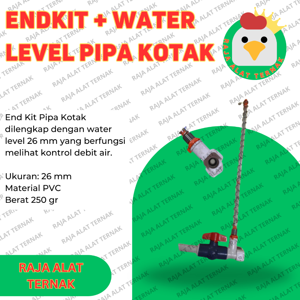 Endkit Water Level Pipa Kotak / Endkit Nipple Ayam Pipa Kotak- Alat Ternak Ayam