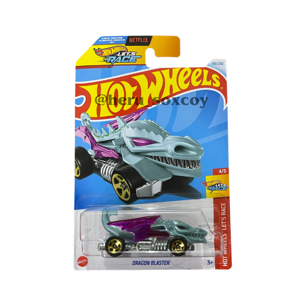 G24 - HOTWHEELS HOT WHEELS DRAGON BLASTER BIRU LETS RACE NETFLIX