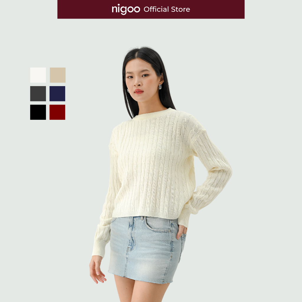 NIGOO Bianca Cable Sweater Rajut Knitwear Wanita