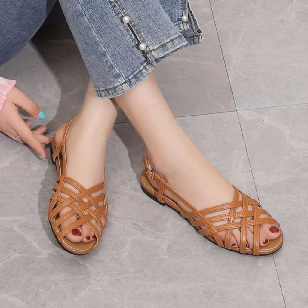 PROMO AURORA - SANDRINA FLATS SEPATU WANITA MODEL BALET ANYAM FLAT SHOES ANGGUN