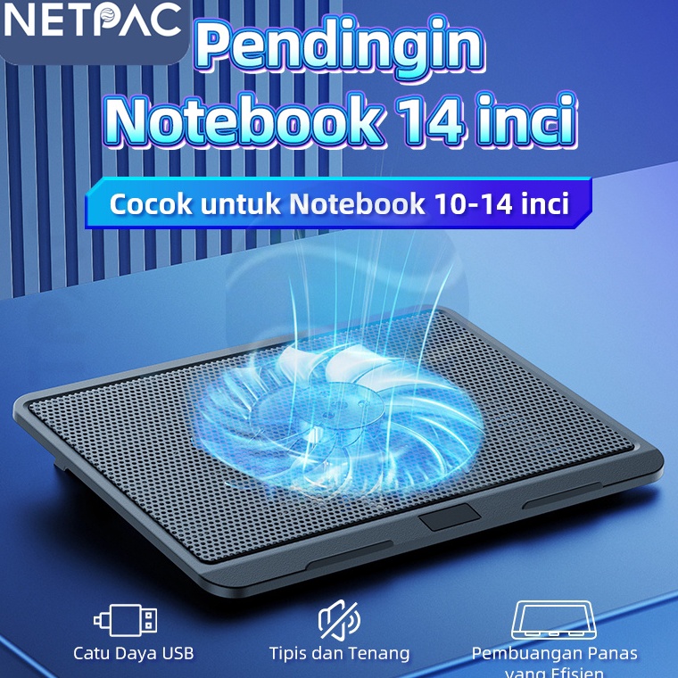NETPAC Cooling Pad Laptop Kipas Fan Pendingin Laptop Cooler Fan Portable for 114 inci Kipas SenyapPo