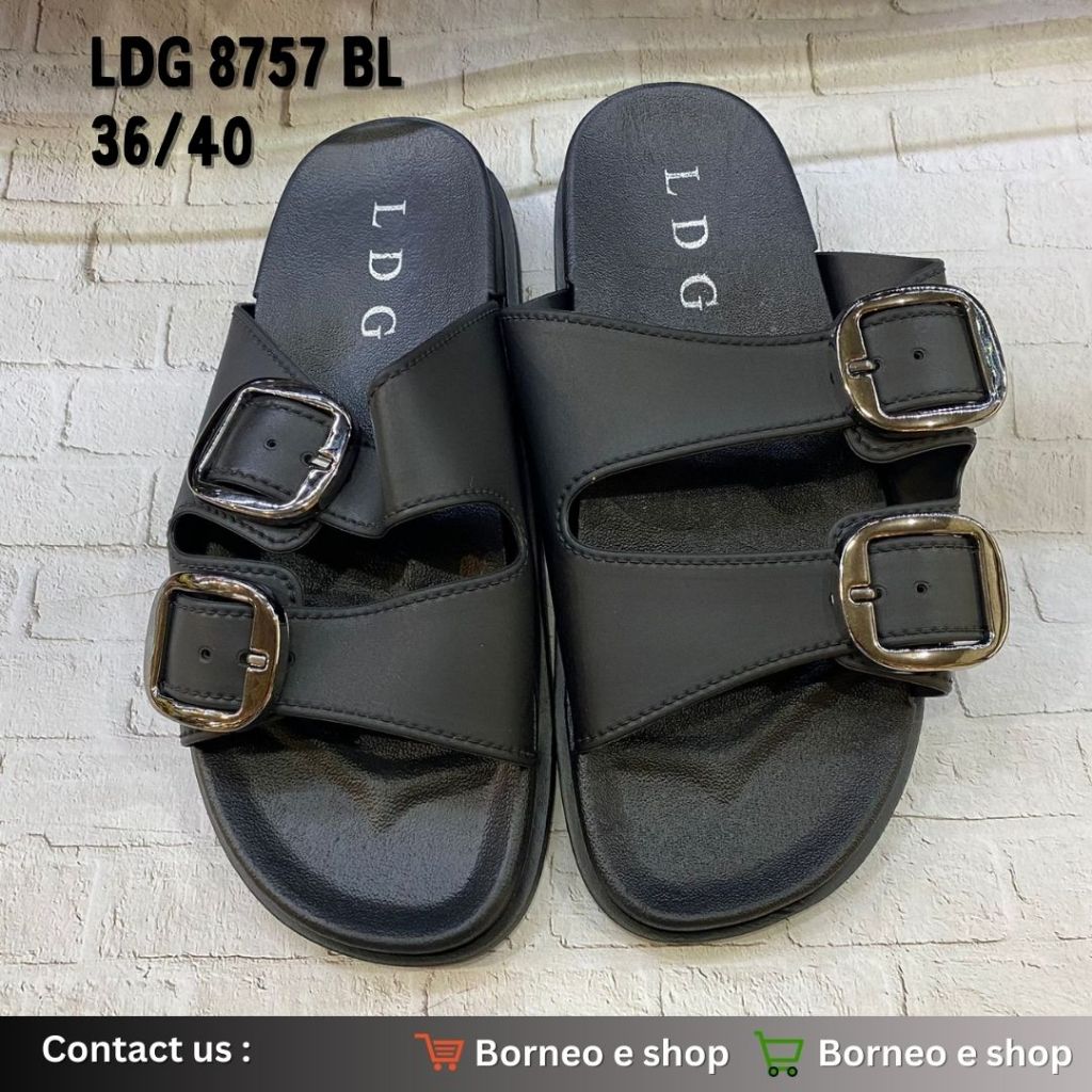 [BISA COD]Sandal Slop Wanita Ban 2 LDG Ring Karet, sendal jalan, sendal fashion LDG 8757 BL