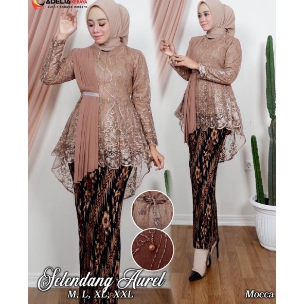 SET KEBAYA BLOUSE SELENDANG AUREL - MODEL KEBAYA TERLARIS - BAJU PESTA DAN WISUDA MODERN ❆