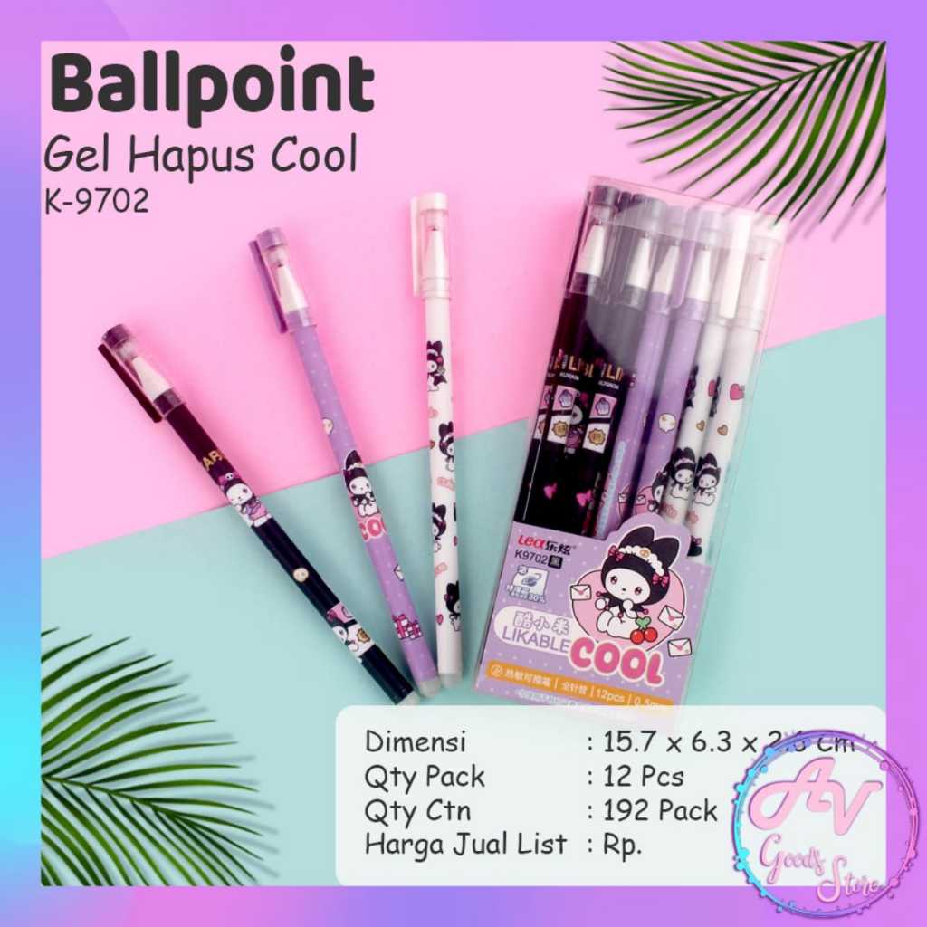 

Ballpoint Hapus Karakter Fancy (12pcs) / 1Lusin Pulpen Bisa di hapus / Erasable Pen Gel