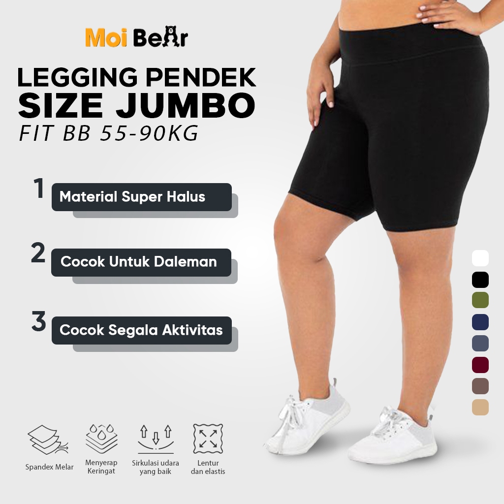 Legging Pendek Hotpants JUMBO Short BB 55-90 KG Celana Dalaman Shortpants Big Size Spandek