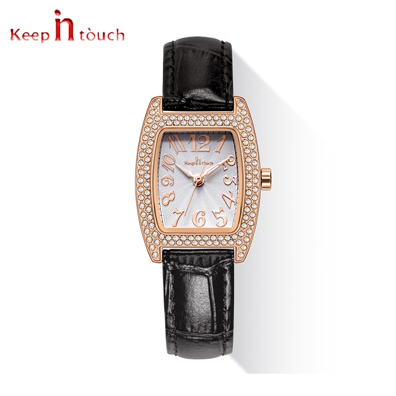 Keep in Touch Jam Tangan Wanita Original Anti Air Kulit Segi Empat Branded Cewek Kuarsa Wanita Cod