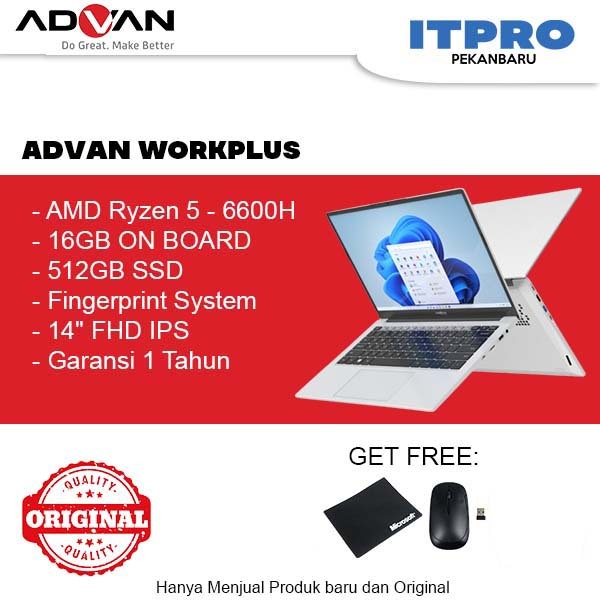 ADVAN WORKPLUS NOTEBOOK AMD RYZEN 5-6600H 16GB 512GBSSD W11