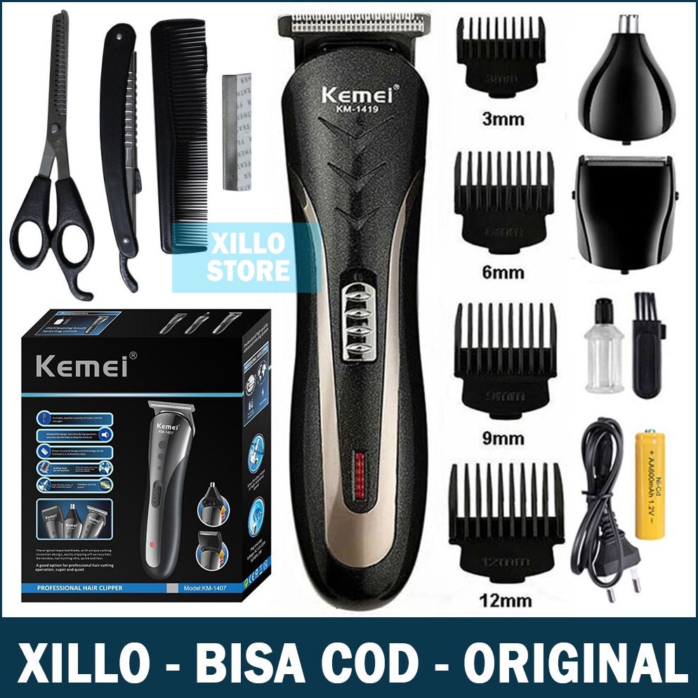 XILLO Mesin Cukur Rambut Cas KEMEI Multifungsi Alat Potong Rambut Tanpa Kabel Cukuran Kumis Jenggot 