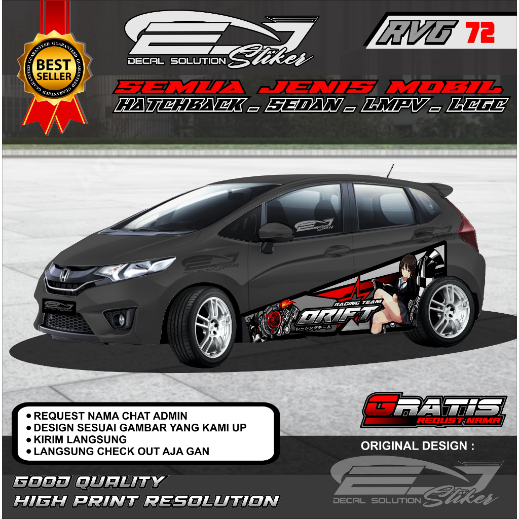 STIKER MOBIL THAILOOK LIVERY JAZZ YARIS AVANZA XENIA  GRATIS REQUEST NAMA RVG-72