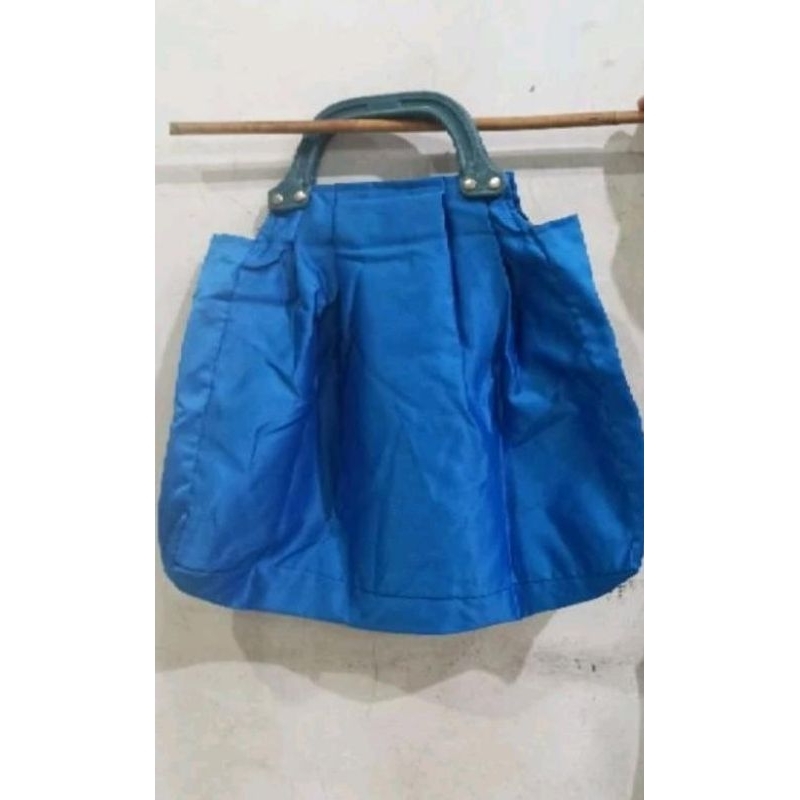 tas kain biru motif bunga bordir tas kuno tas antik tas jadul warna biru hand bag vas fas tenteng wa