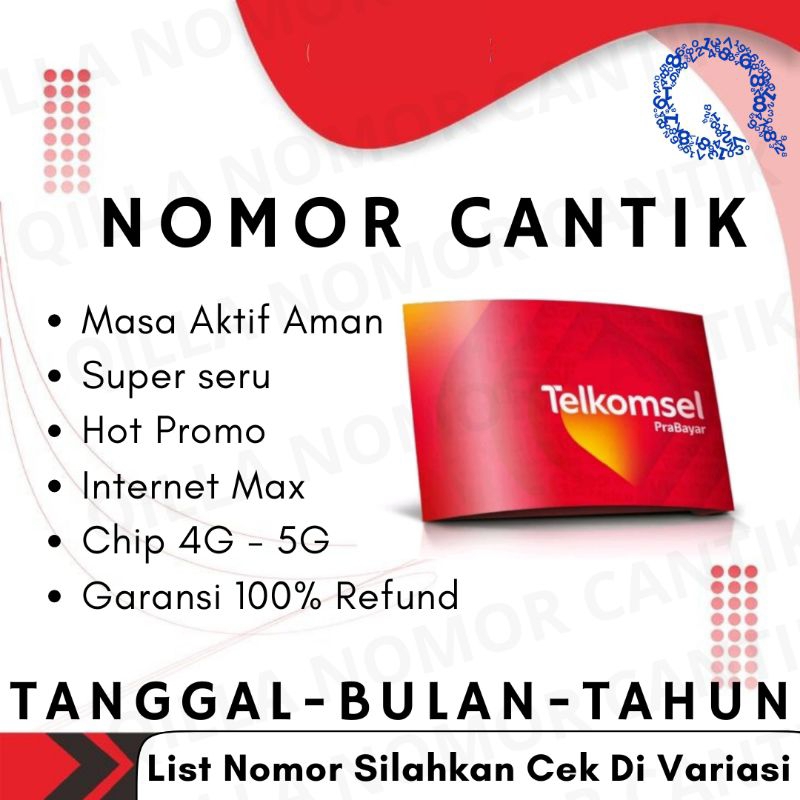 Nomor Cantik Telkomsel Serian Tanggal Bulan Tahun