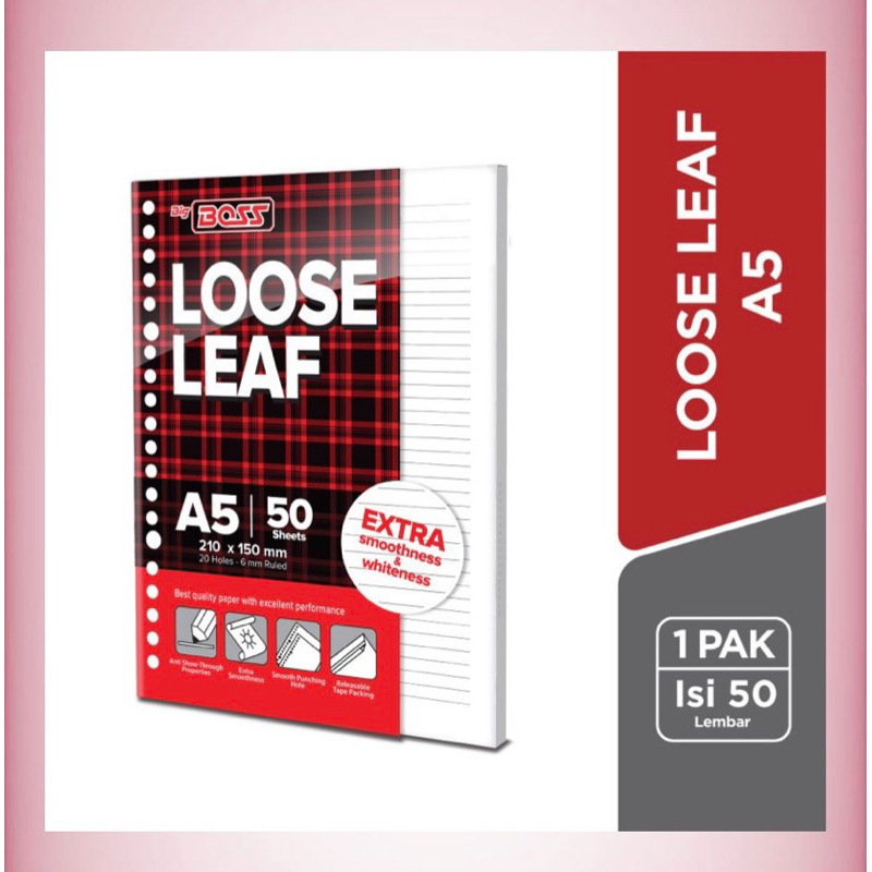 

N76 Isi Binder BigBoss A5 50 / Isi Binder Bigboss Tebal dan Tidak Tembus / BigBoss Loose Leaf A5 Bergaris 50