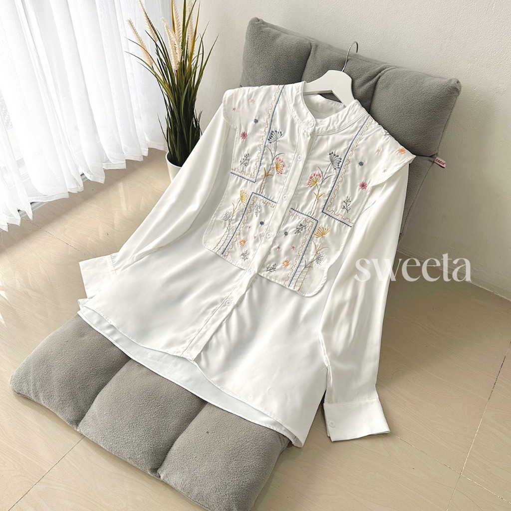 SWEETA | Embroidery Blouse | Poka Mix Bordir | LD 110 | Bordir Katun | Atasan Wanita