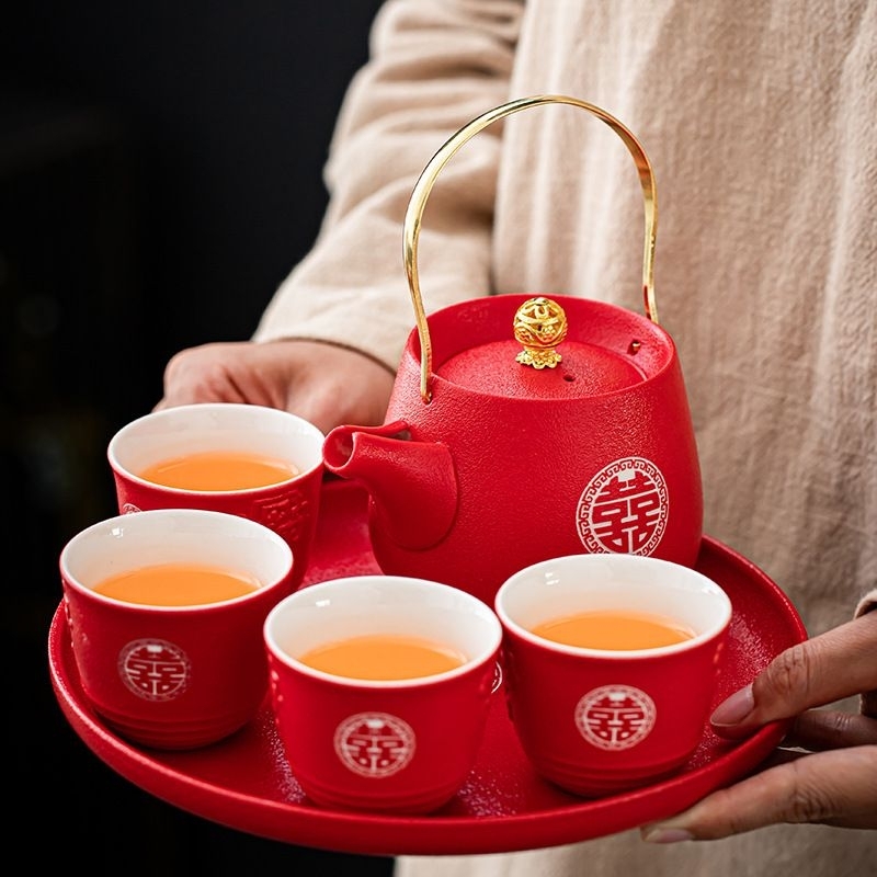 Dassom Teko Set Premium / Teko Shuang Xi Keramik Untuk Wedding Phang Tea / Tea Pai Ceremony Hi Teko 