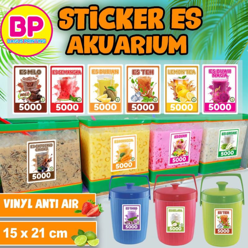 

Stiker Es Aquarium Stiker Termos Es Anti Air Ukuran 15 x 21 cm Custom Harga Sticker Es Viral Waterproof
