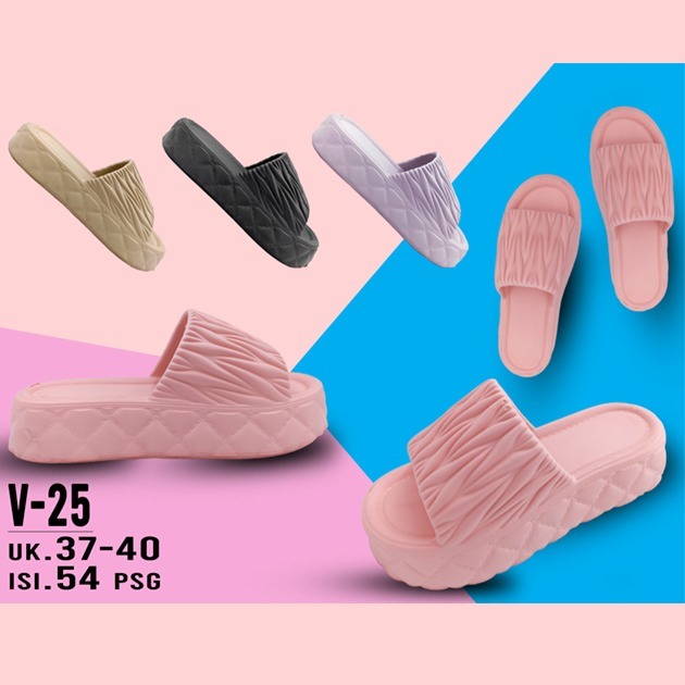 MEY2 Sandal Wanita Cewek Murah Sandal Selop Hak Tinggi Puffy Nyaman V25