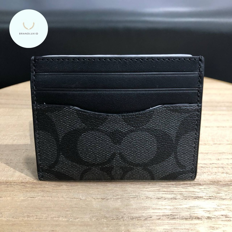 

Coach Slim Id Card Case In Signature Canvas Charcoal Black