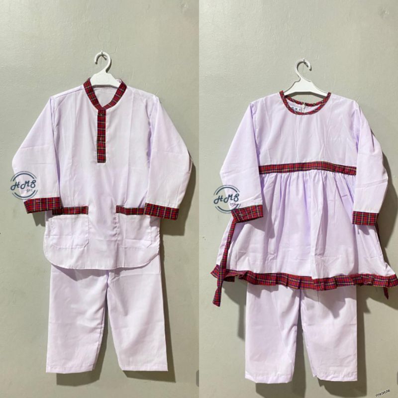 seragam tk/tpq putih kotak merah