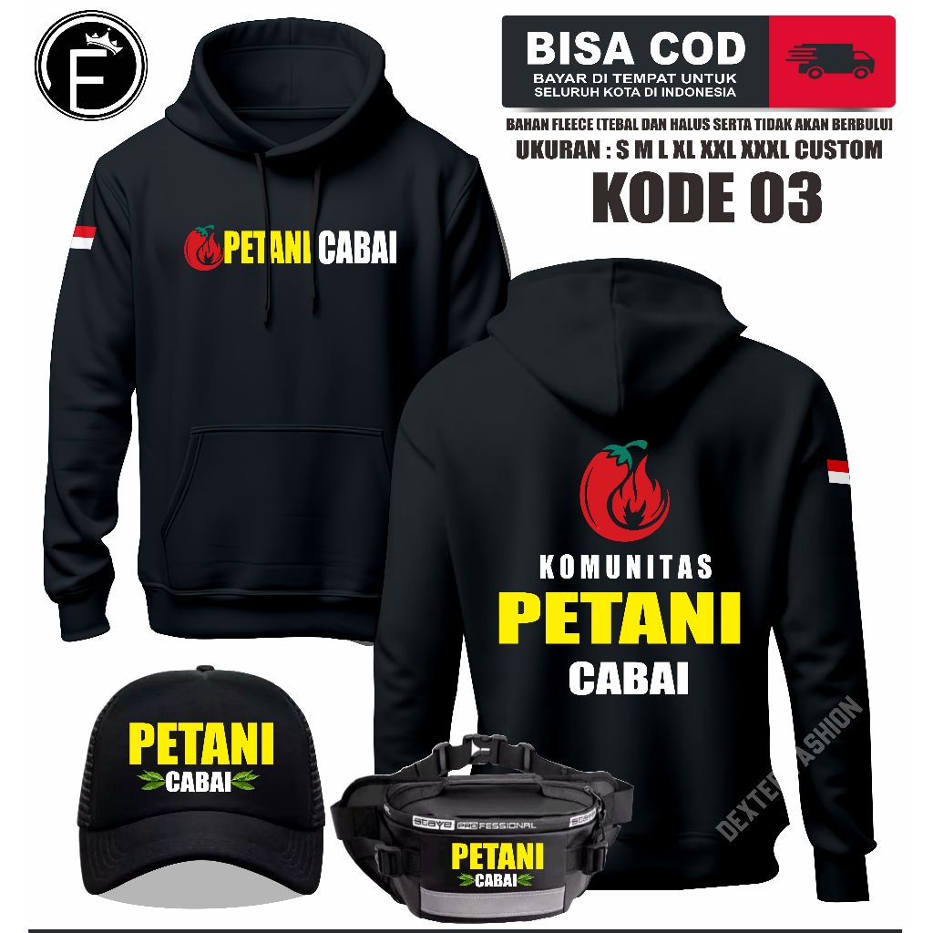 SWEATER PETANI CABAI GRATIS TOPI DAN TAS JAKET PETANI CABAI HOODIE PETANI CABAI | DEXTER FASHION