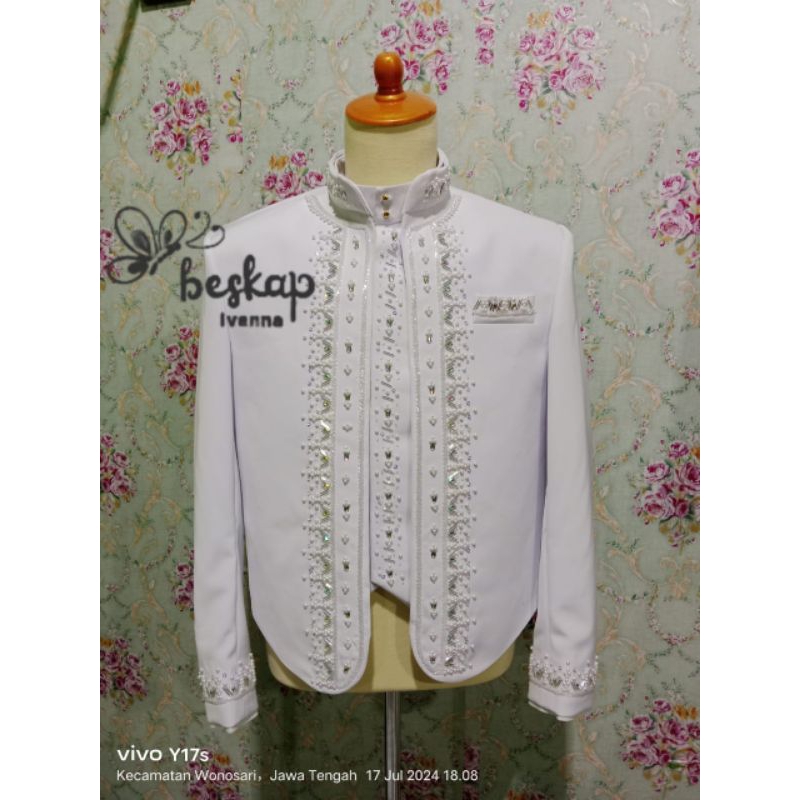 beskap pengantin/beskap akhad/beskap jawa putih bersih matte
