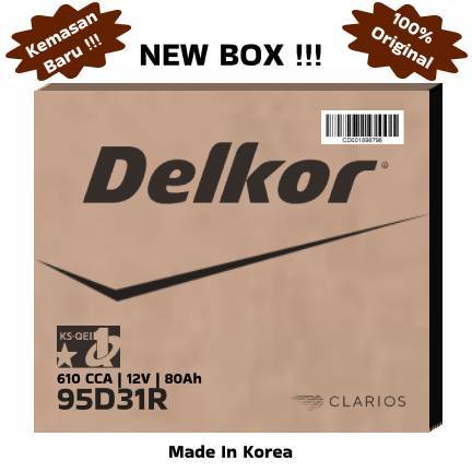 Aki Delkor N70Z / NX120-7 95D31R 610 CCA 80 Ah 12 V Aki Kering Delkor Made In Korea