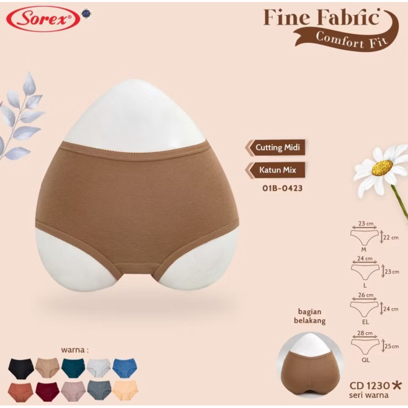 KHUSUS GROSIR ISI 3pc CD Sorex Midi 1230 / Celana Dalem Sorex / Celana Dalem Sorex Dewasa Katun Midi