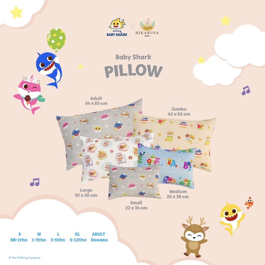 Hikarusa x Baby Shark Pillow Bantal Hikarusa Size S M L ZL JUMBO