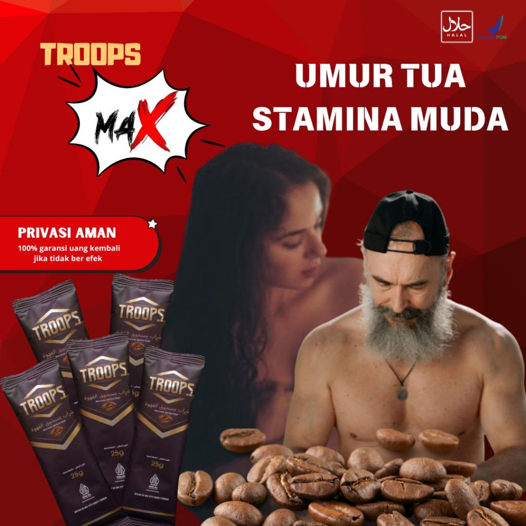 ⭐⭐⭐⭐⭐ Troops MAX Kopi Herbal Stamina Pria Energi Joss Tahan Lama Aman- Bukan Kopi Golo Ginseng Virex