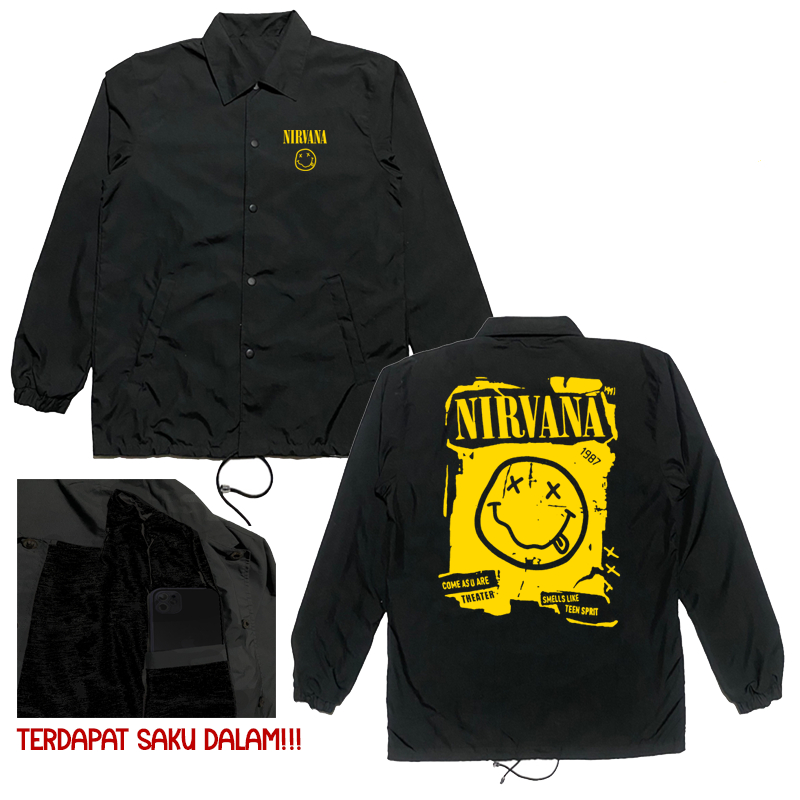 Jaket Windbreakers Band Nirvana 1987 | Jaket Coach | Jaket Windproof | Jaket Band | Bootleg
