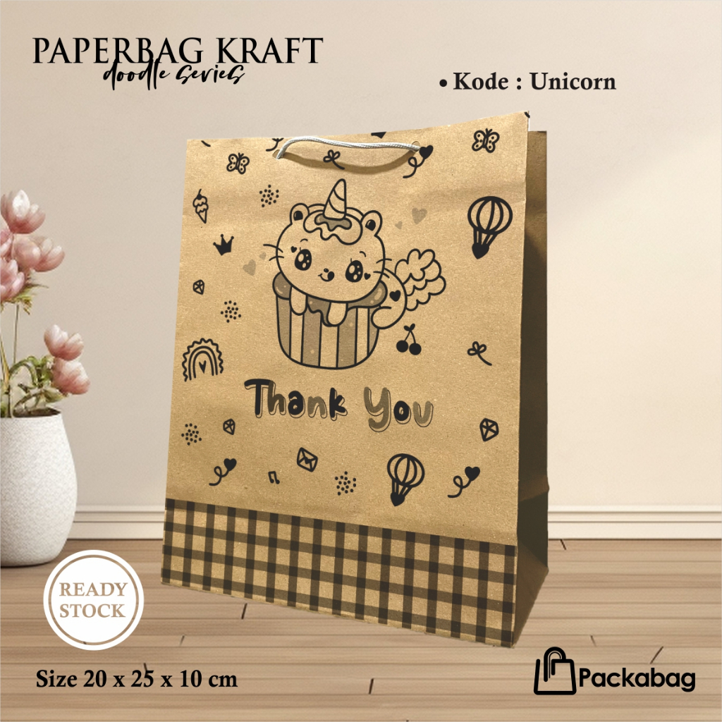 

PAPER BAG SABLON MOTIF UNICORN READY STOCK UKURAN 20 X 25 X 10