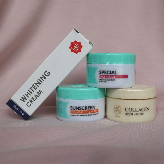 Paket Viva Whitening Cream Sunscreen Spesial Day Collagen Night - Krim Siang Malam Untuk Flek Hitam 