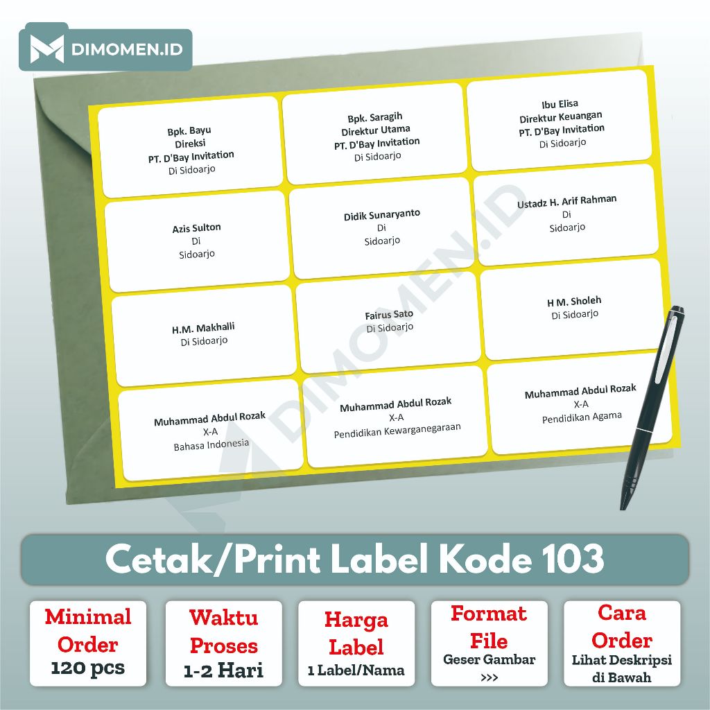 

Print / Cetak Stiker Label Nama Undangan Buku Sekolah Kode 103